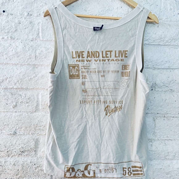 Vintage Dolce Gabbana T-Shirt 90s Big Logo Monogram Luxury Man Beige Size M - Picture 3 of 7